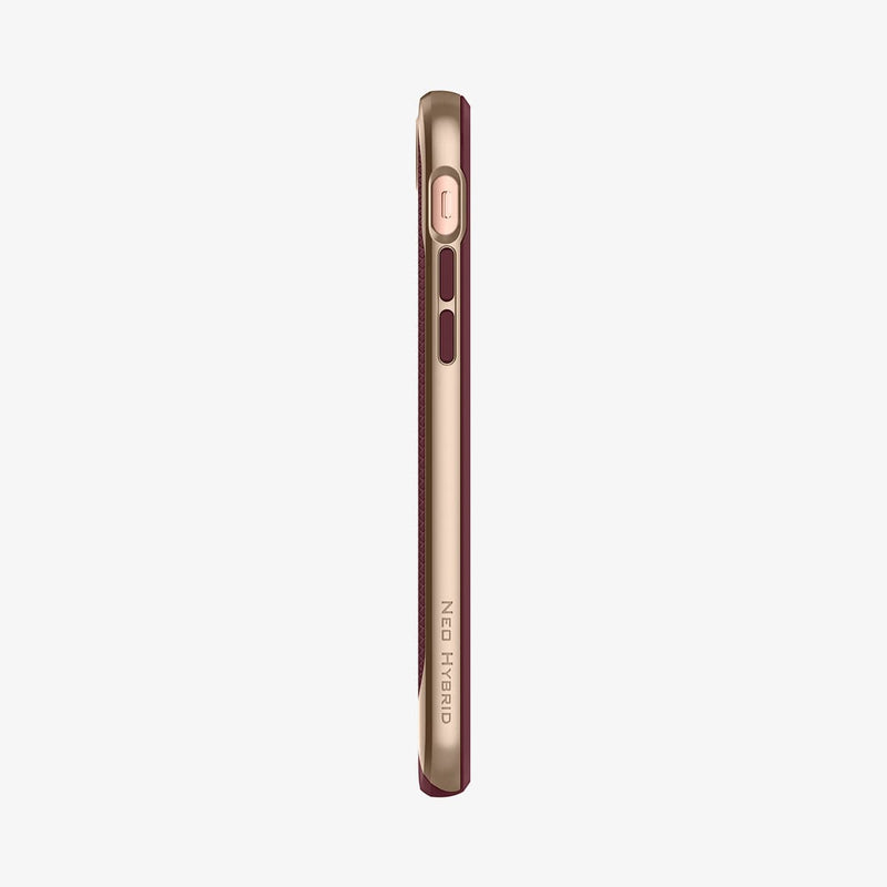 054CS22198 - iPhone 7 Series Neo Hybrid Herringbone Case in Burgundy showing the side