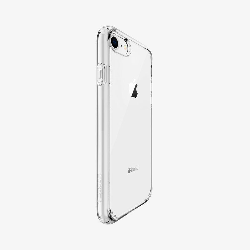 042CS20927 - iPhone SE Ultra Hybrid case in clear showing the angled side