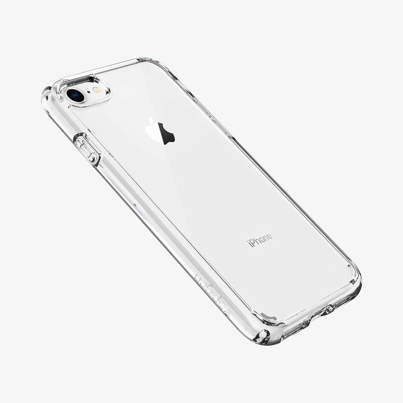 042CS20927 - iPhone SE Ultra Hybrid case in clear showing the angled back