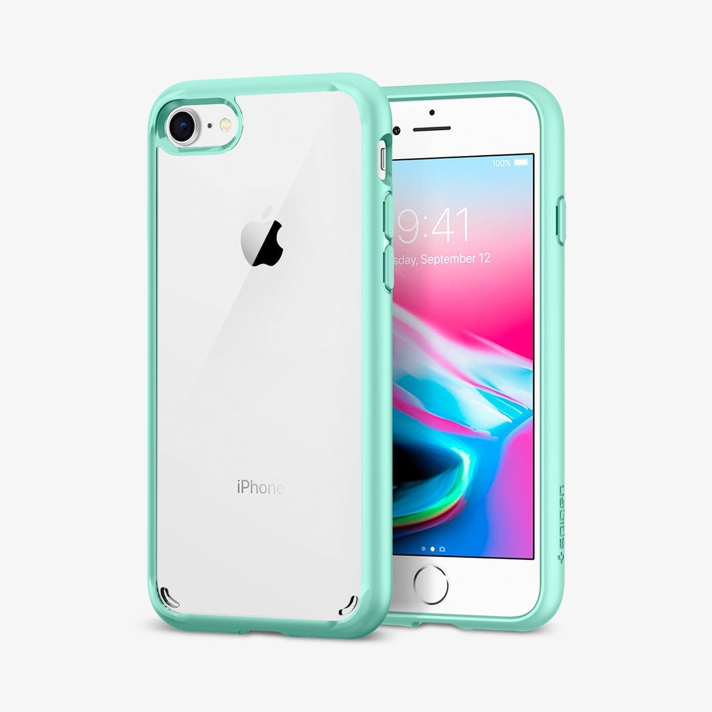 042CS20925 - iPhone 7 Series Ultra Hybrid Case in Mint showing the front and back