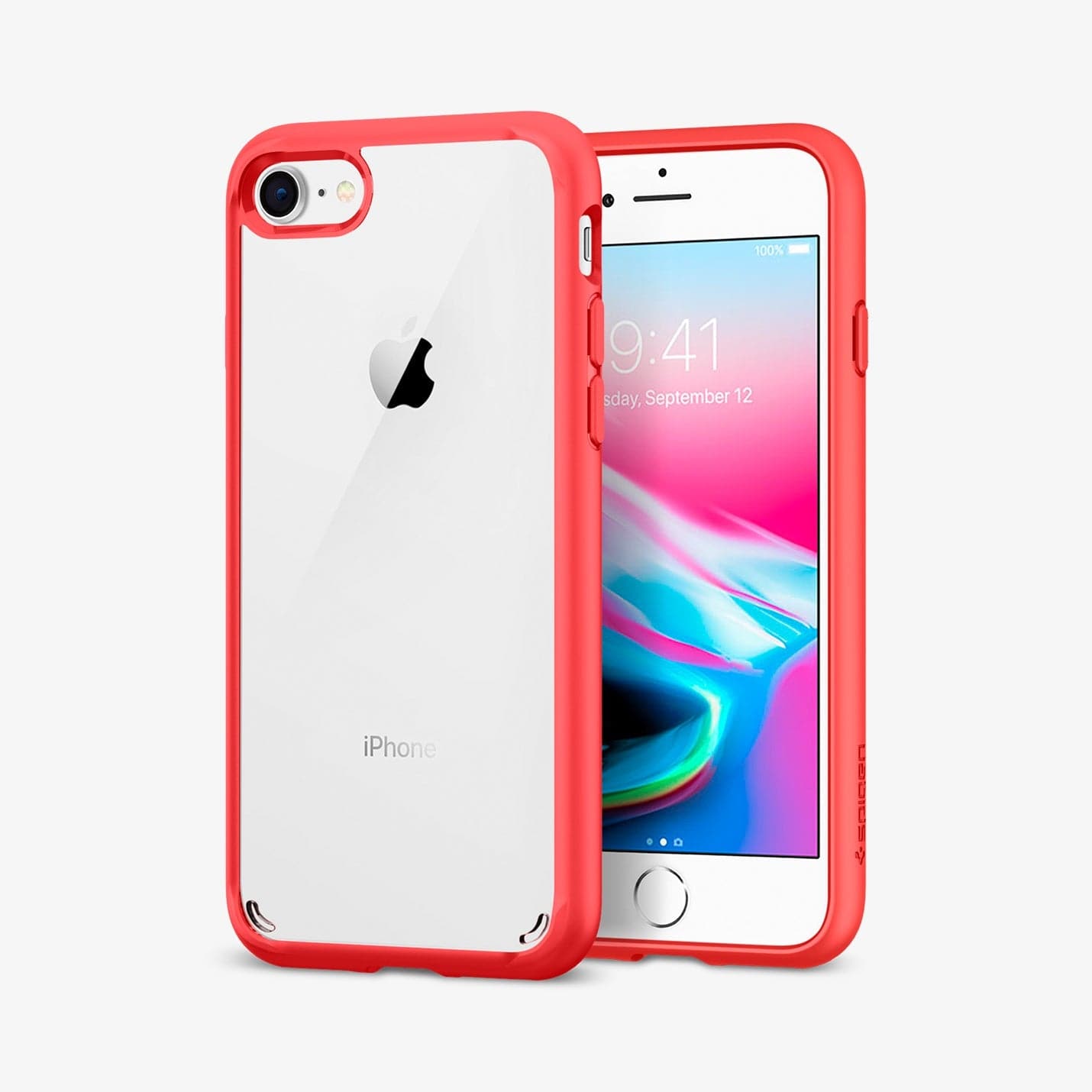 042CS21724 - iPhone 7 Series Ultra Hybrid Case in Red showing the front and back