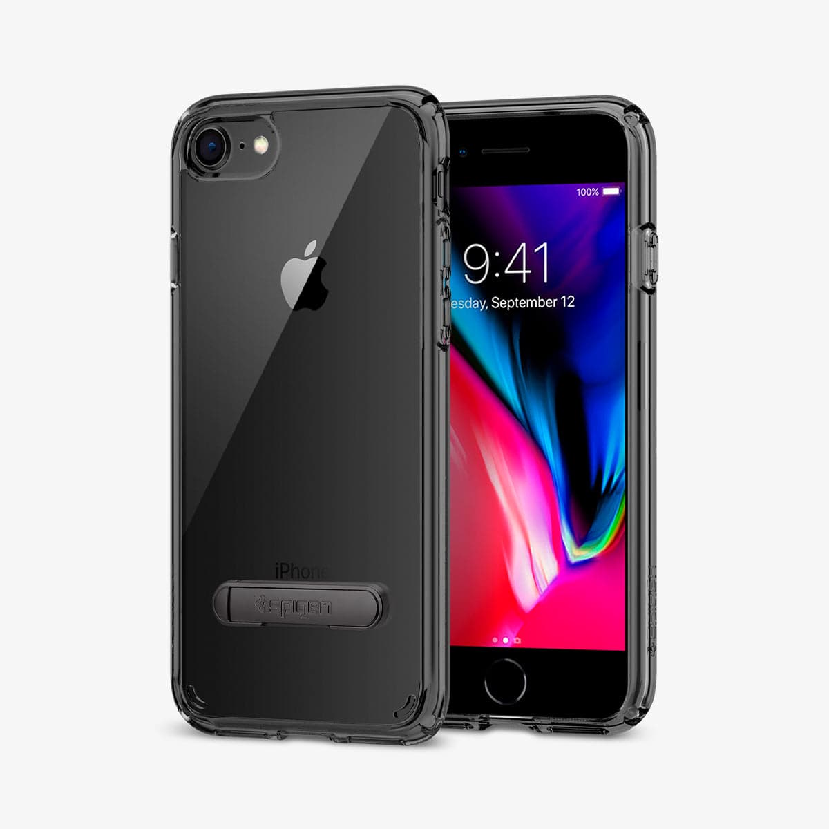 054CS22212 - iPhone 8 Series Ultra Hybrid S Case in Jet Black showing the front and back