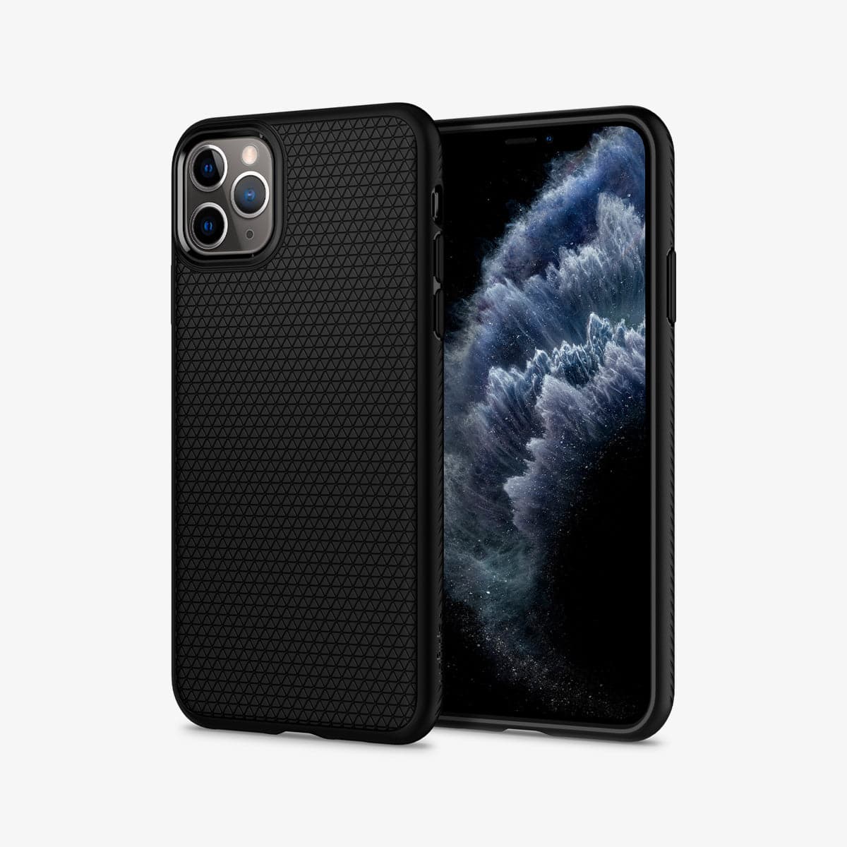 077CS27232 - iPhone 11 Pro Case Liquid Air in matte black showing the back and front