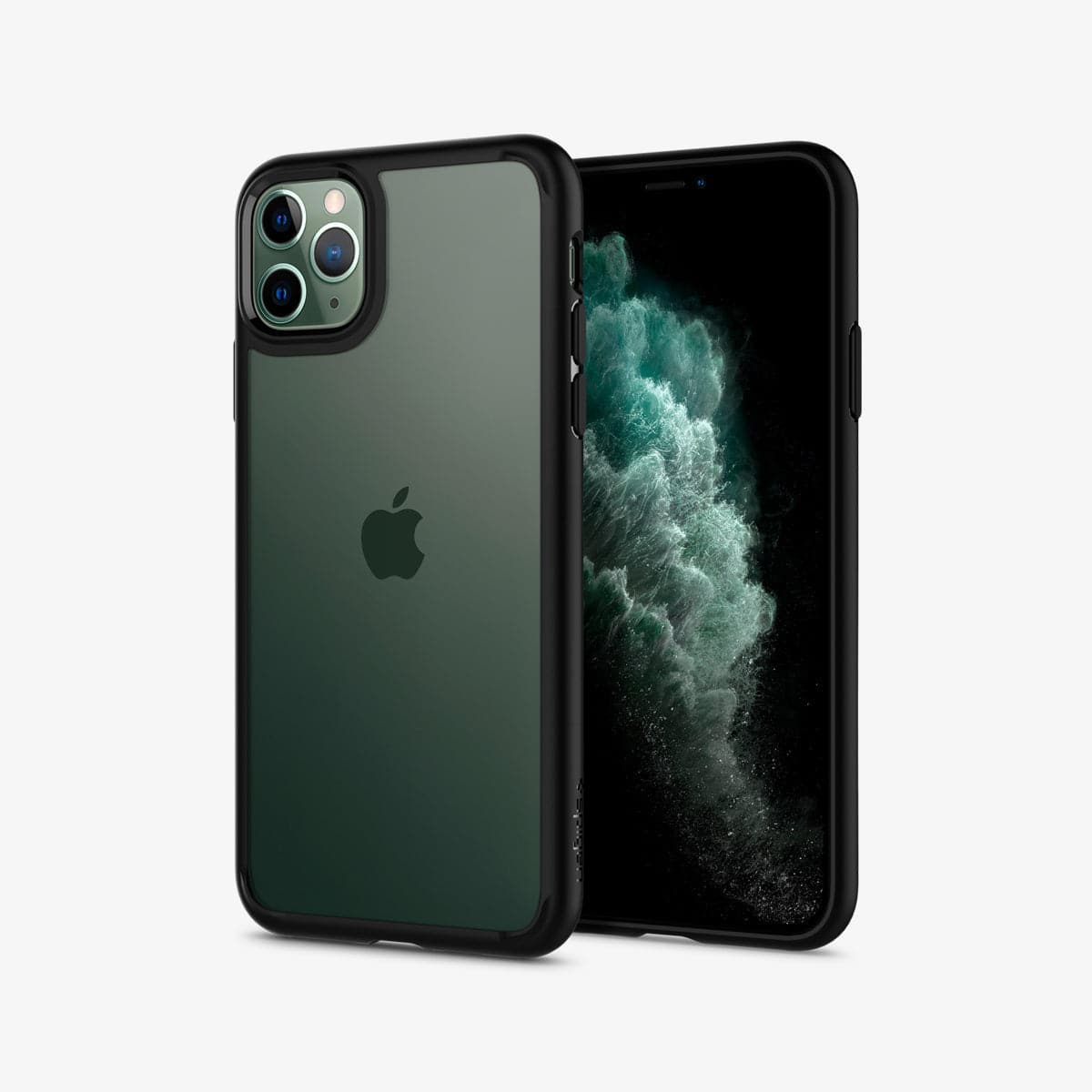 077CS27234 - iPhone 11 Pro Case Ultra Hybrid in matte black showing the back and front