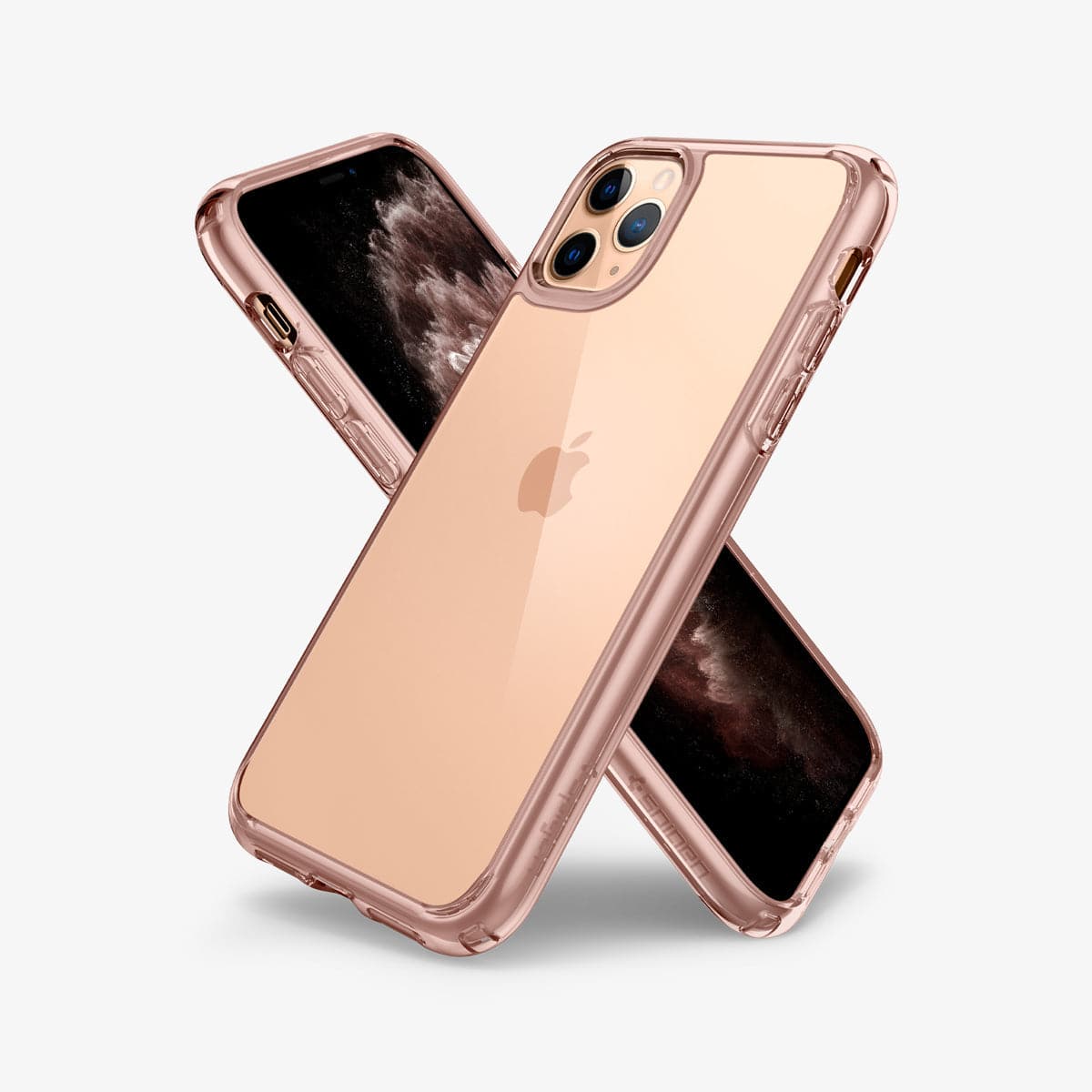 ACS00418 - iPhone 11 Pro Case Ultra Hybrid in rose crystal showing the back, front and sides