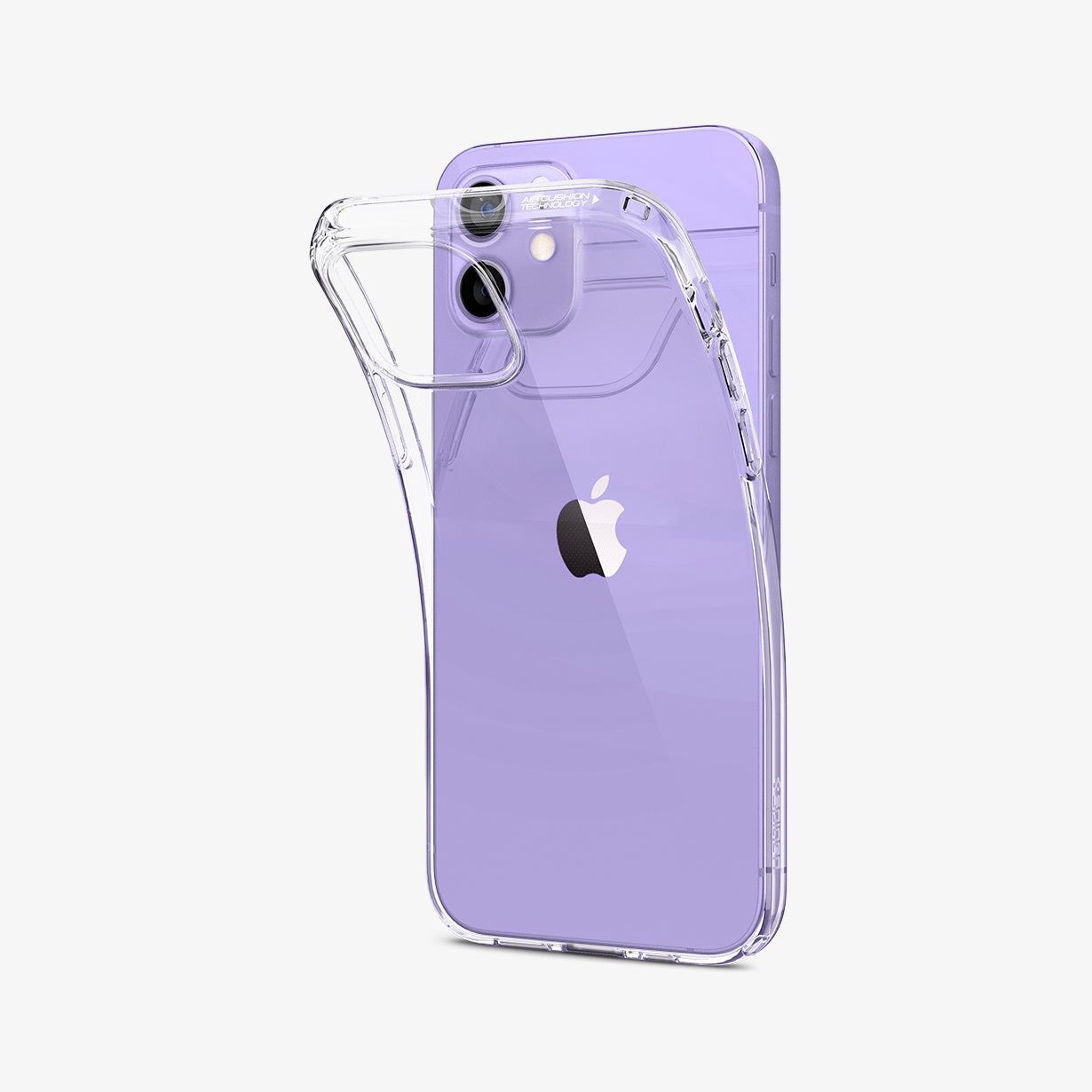 ACS01697 - iPhone 12 / 12 Pro Case Liquid Crystal in crystal clear showing the back and partial side with case bending away from device