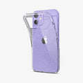 ACS01741 - iPhone 12 Mini Case Liquid Crystal Glitter in crystal quartz showing the back with case bending away from device