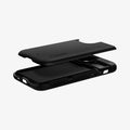 ACS01750 - iPhone 12 Mini Case Slim Armor CS in black showing the card slot layer hovering above the case