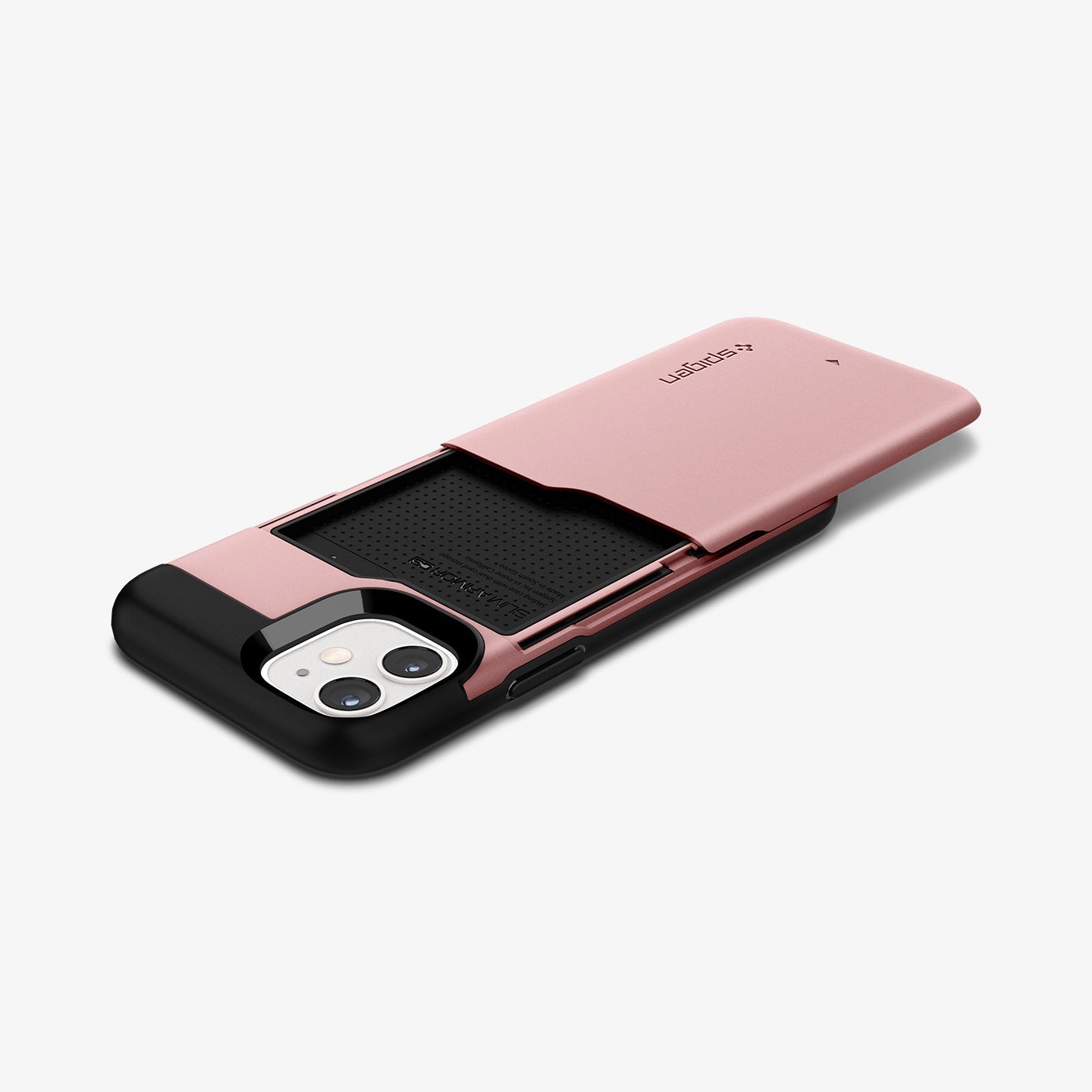 ACS01751 - iPhone 12 Mini Case Slim Armor CS in rose gold showing the back, top and side with device laying flat