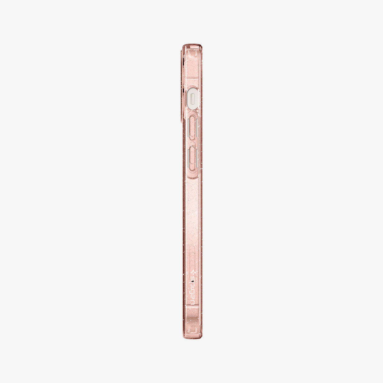 ACS01699 - iPhone 12 Pro / 12 Case Liquid Crystal Glitter in rose quartz showing the side with volume controls