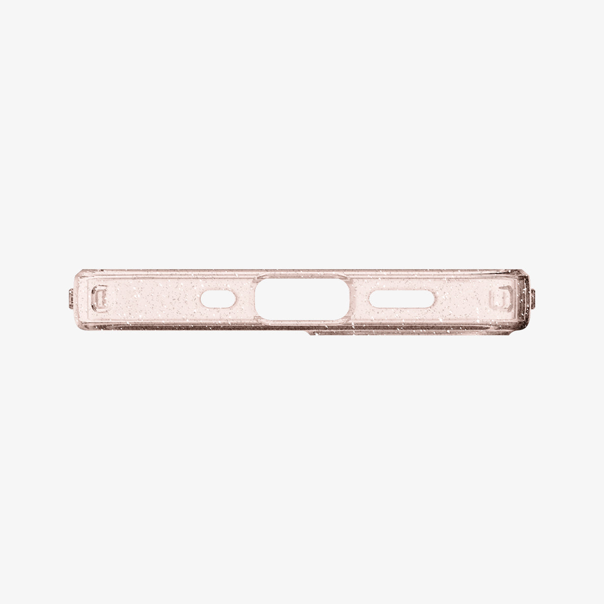 ACS01699 - iPhone 12 Pro / 12 Case Liquid Crystal Glitter in rose quartz showing the bottom with precise cutouts
