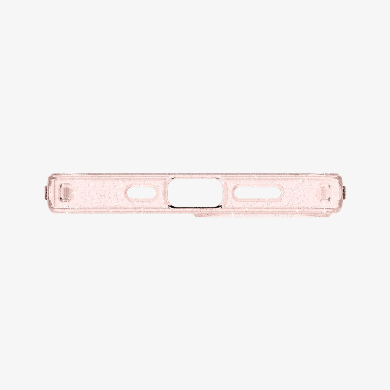 ACS01615 - iPhone 12 Pro Max Case Liquid Crystal Glitter in rose quartz showing the bottom with precise cutouts