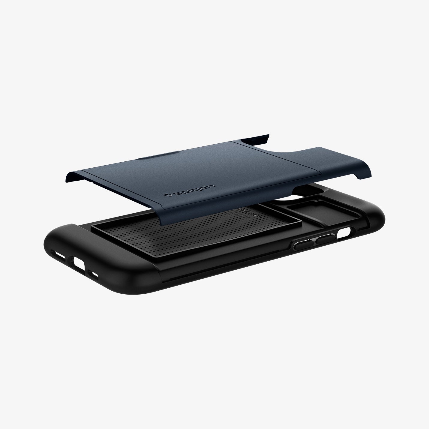 ACS02294 - iPhone 12 Pro Max Case Slim Armor CS in metal slate showing the card slot layer hovering above the case