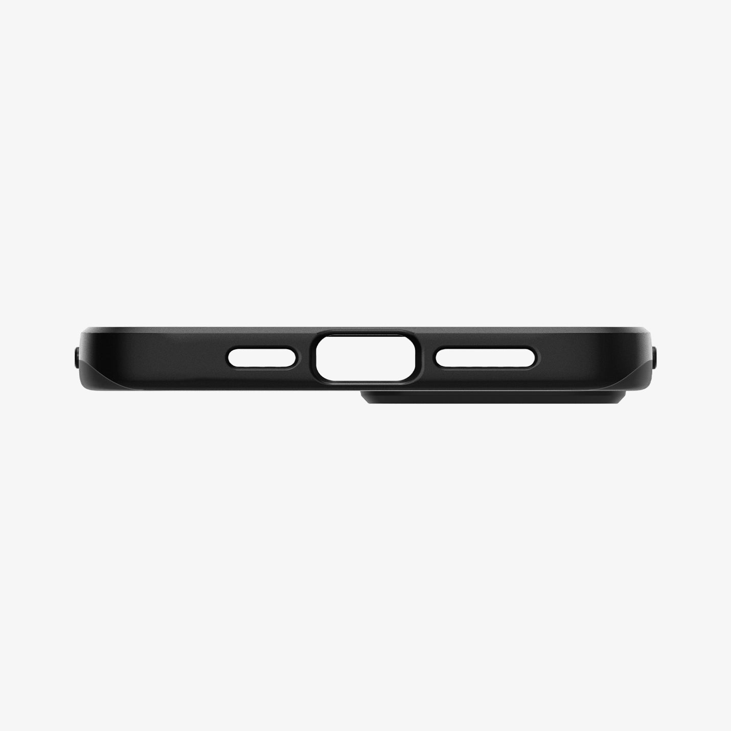 ACS01612 - iPhone 12 Pro Max Case Thin Fit in black showing the bottom with precise cutouts