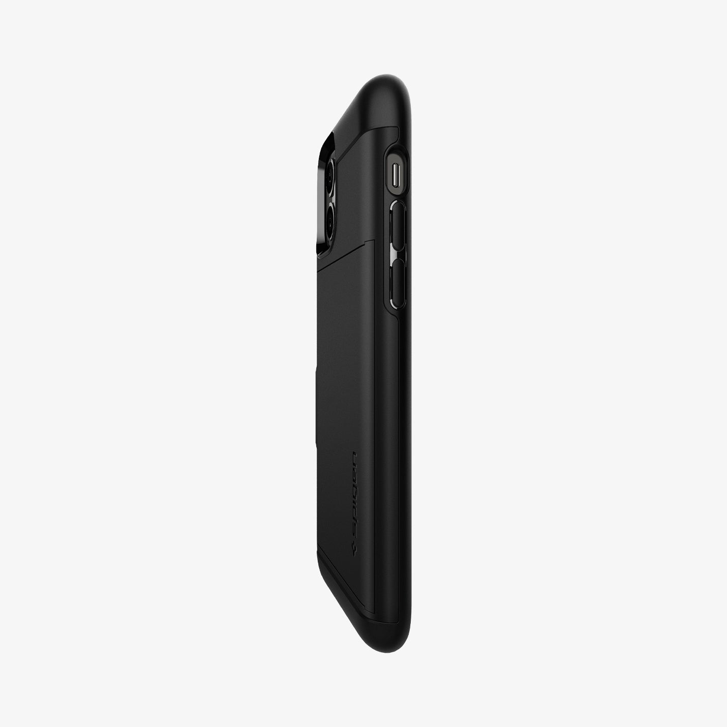 ACS01707 - iPhone 12 / iPhone 12 Pro Case Slim Armor CS in black showing the side and partial back