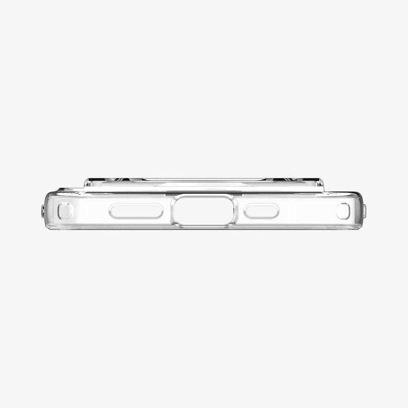 ACS04029 - iPhone 12 / 12 Pro Case Crystal Slot Dual in crystal clear showing the bottom with precise cutouts