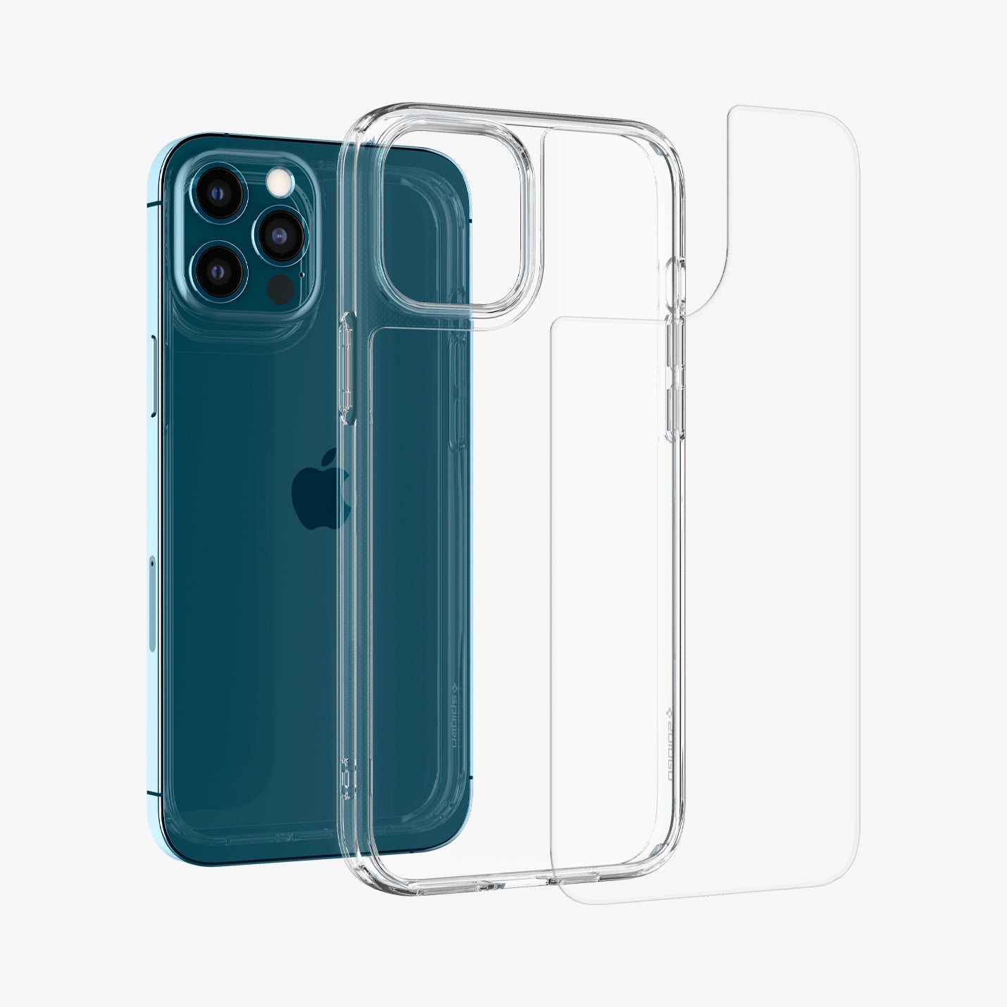 ACS01621 - iPhone 12 Pro Max Case Quartz Hybrid in crystal clear showing the multiple layers of case hovering away from device