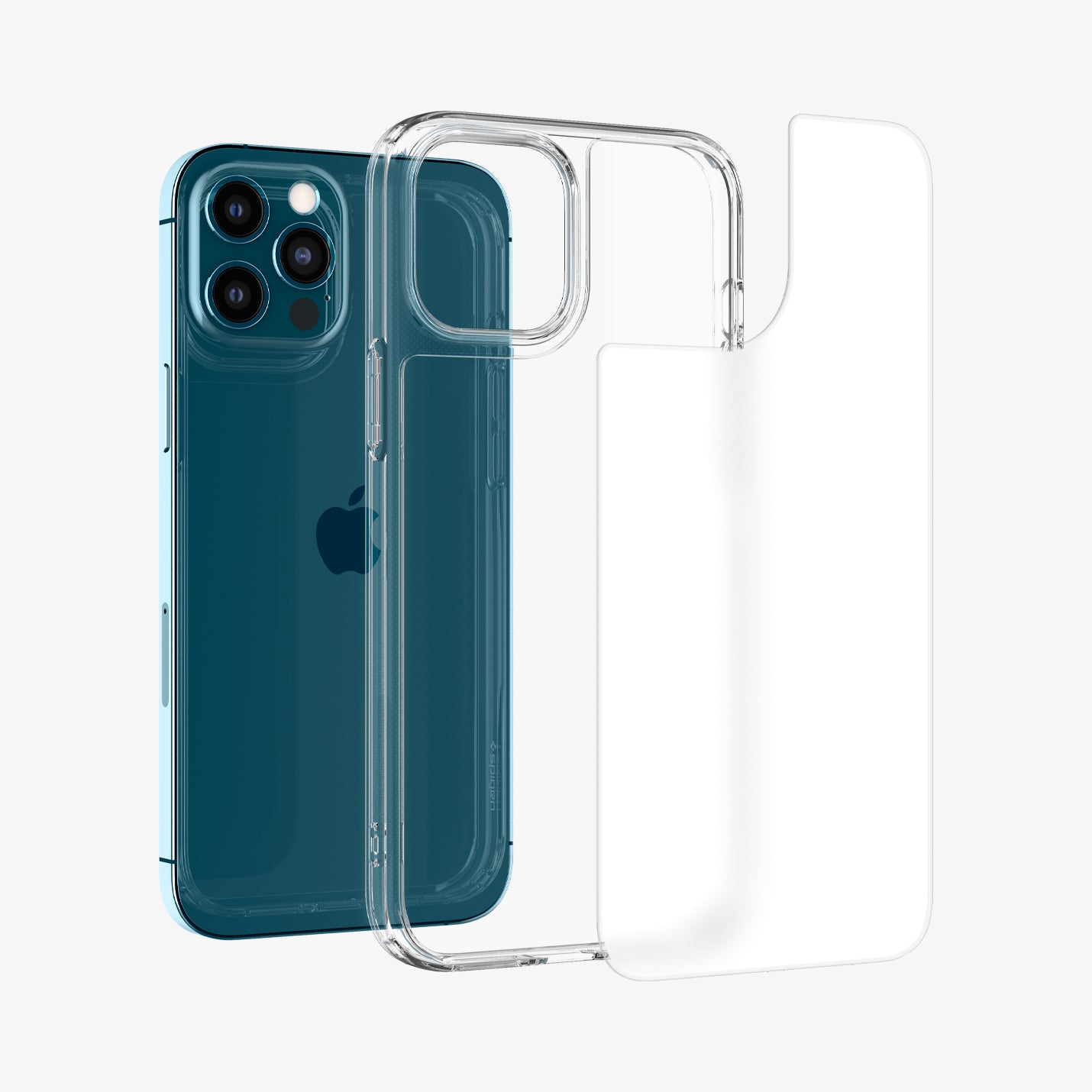ACS02600 - iPhone 12 Pro Max Case Quartz Hybrid in matte clear showing the multiple layers of case hovering away from device