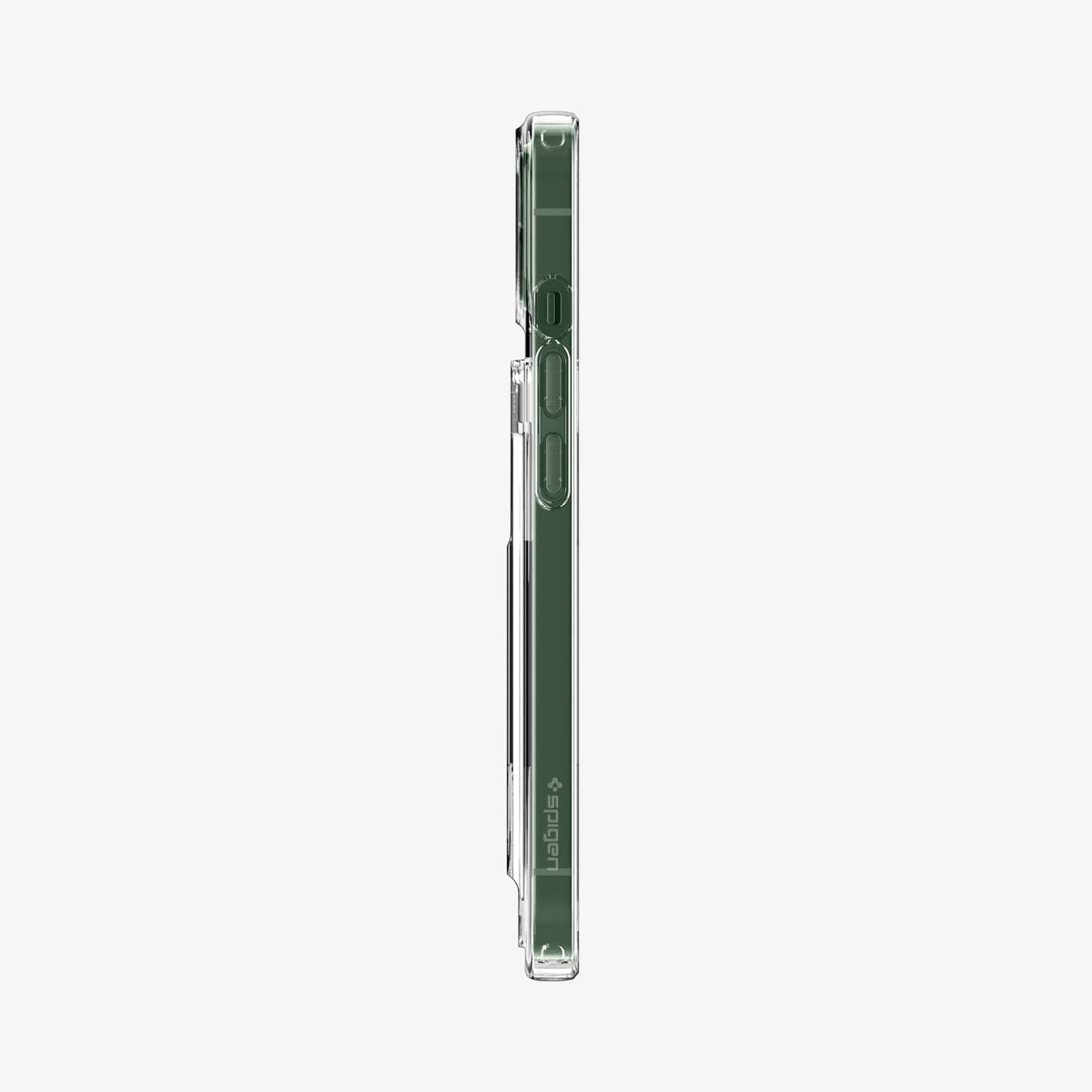 ACS03535 - iPhone 13 Case Crystal Slot Dual in crystal clear showing the side with volume controls
