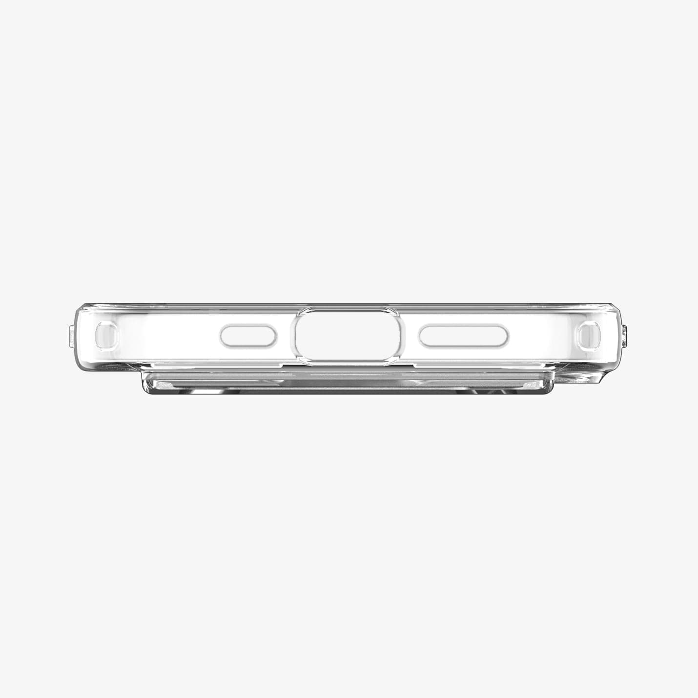 ACS03535 - iPhone 13 Case Crystal Slot Dual in crystal clear showing the bottom with precise cutouts