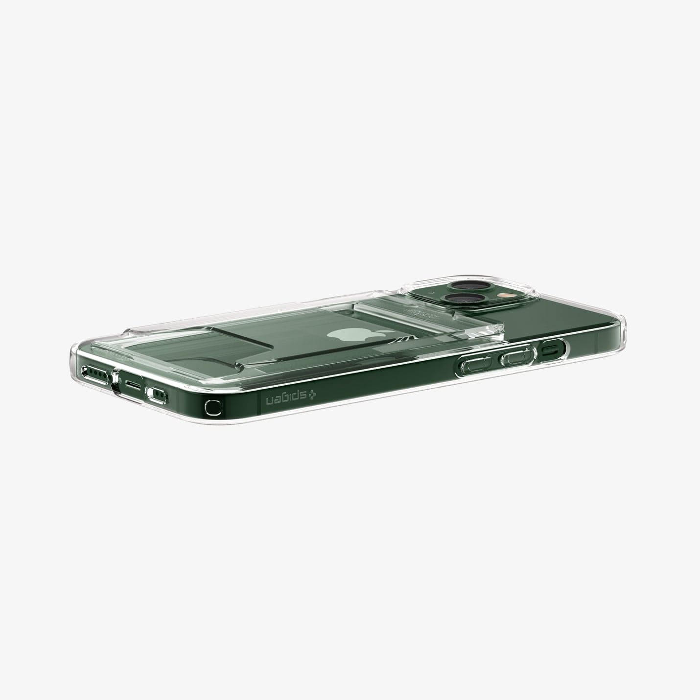 ACS03535 - iPhone 13 Case Crystal Slot Dual in crystal clear showing the back, side and bottom