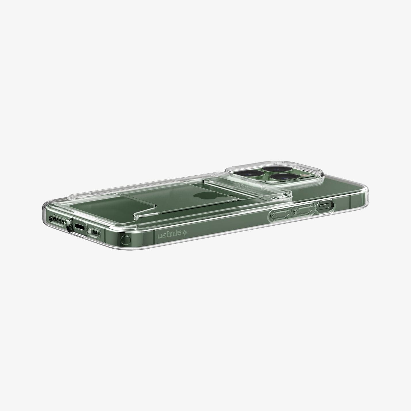 ACS03336 - iPhone 13 Pro Case Crystal Slot Dual in crystal clear showing the back, side and bottom