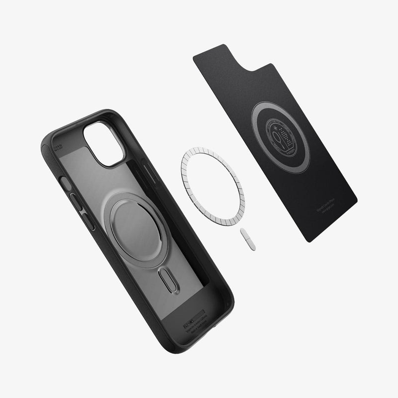 ACS05065 - iPhone 14 Case Mag Armor (MagFit) in matte black showing the inside and magnetic ring layer