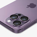 AGL05597 - iPhone 14 Pro / 14 Pro Max Optik Pro Lens Protector in deep purple showing the back, side and top zoomed in on camera lens
