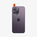 AGL05597 - iPhone 14 Pro / 14 Pro Max Optik Pro Lens Protector in deep purple showing the back with ez fit installed on camera lens