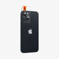 AGL05213 - iPhone 14 / 14 Plus Optik Pro Lens Protector in black showing the back and partial side with ez fit installed on camera lens
