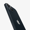 AGL05213 - iPhone 14 / 14 Plus Optik Pro Lens Protector in black showing the back and partial side zoomed in on camera lens