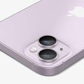AGL05603 - iPhone 14 / 14 Plus Optik Pro Lens Protector in purple showing the back, side and top zoomed in on camera lens