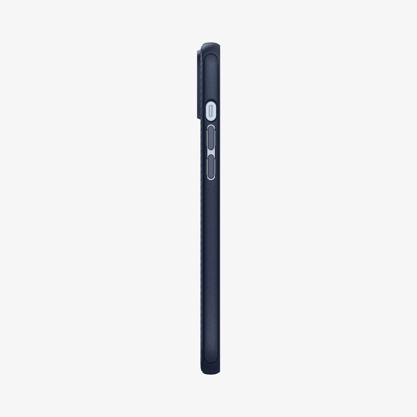 ACS04919 - iPhone 14 Plus Case Mag Armor (MagFit) in navy blue showing the side with volume controls