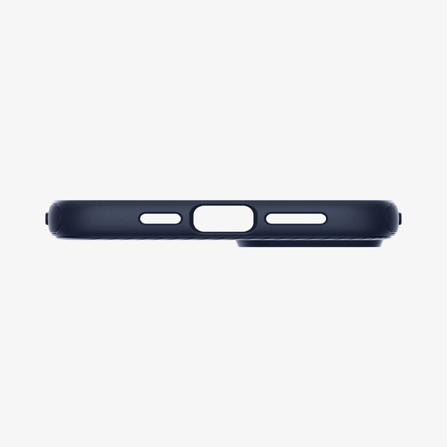 ACS04919 - iPhone 14 Plus Case Mag Armor (MagFit) in navy blue showing the bottom with precise cutouts