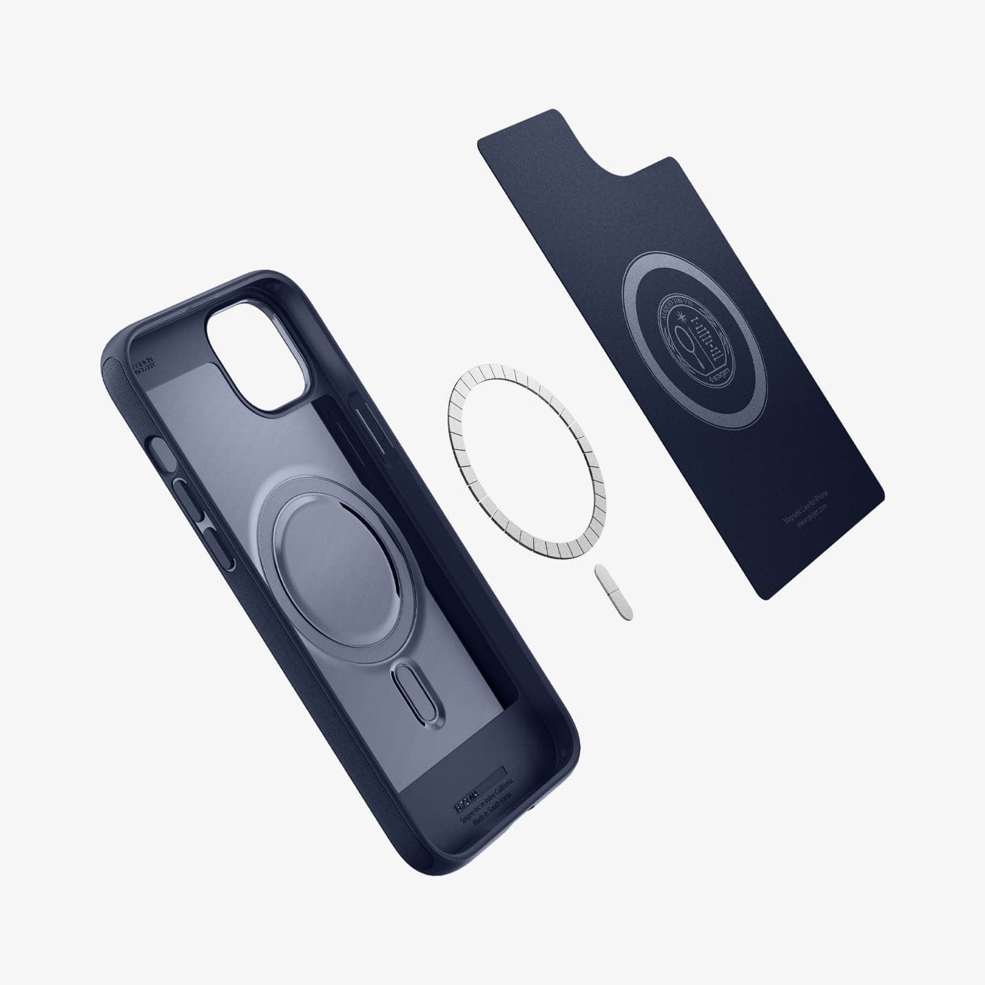 ACS04919 - iPhone 14 Plus Case Mag Armor (MagFit) in navy blue showing the inside with magnetic layers