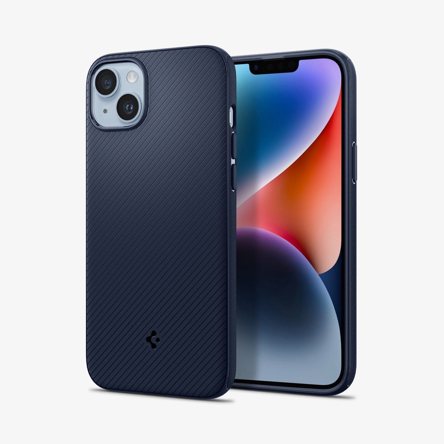 ACS04919 - iPhone 14 Plus Case Mag Armor (MagFit) in navy blue showing the back and front