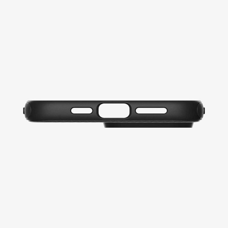 ACS04989 - iPhone 14 Pro Case Mag Armor (MagFit) in matte black showing the bottom with precise cutouts