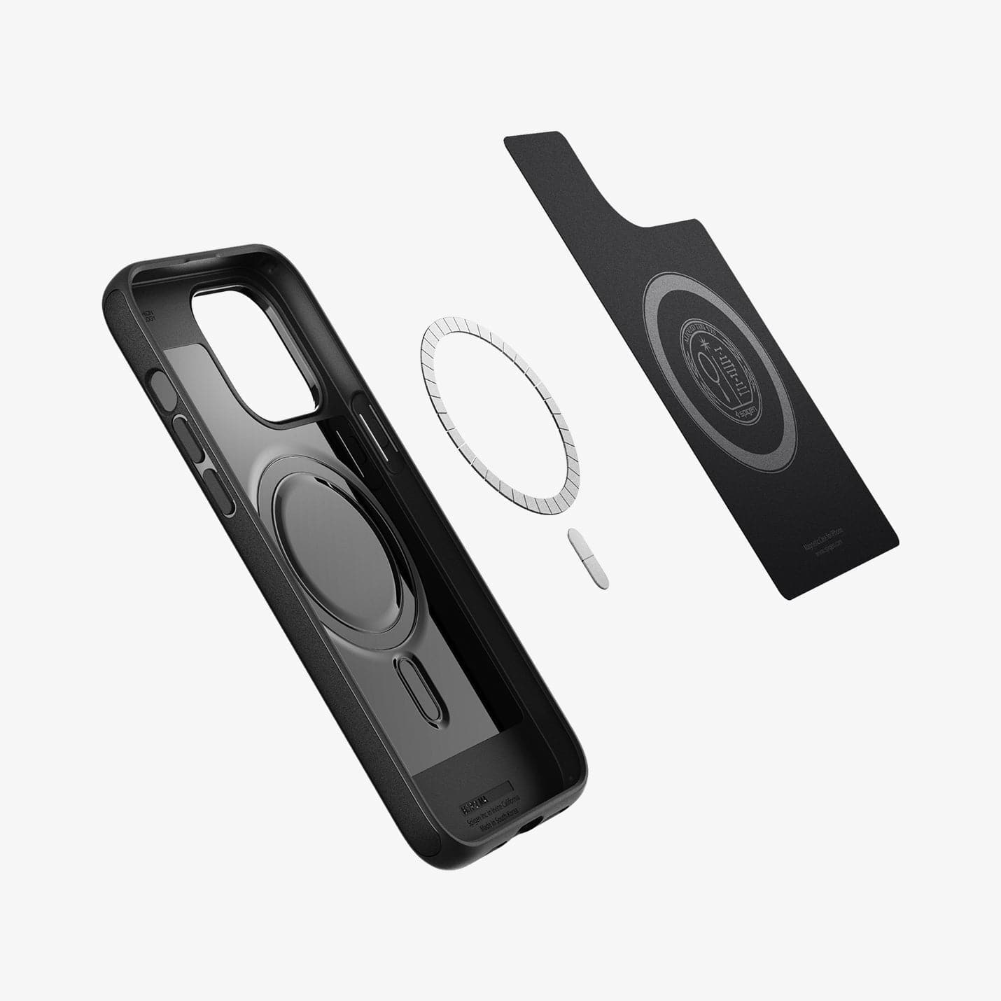 ACS04989 - iPhone 14 Pro Case Mag Armor (MagFit) in matte black showing the inside and magnetic ring layer