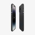 ACS04989 - iPhone 14 Pro Case Mag Armor (MagFit) in matte black showing the sides, partial back and front