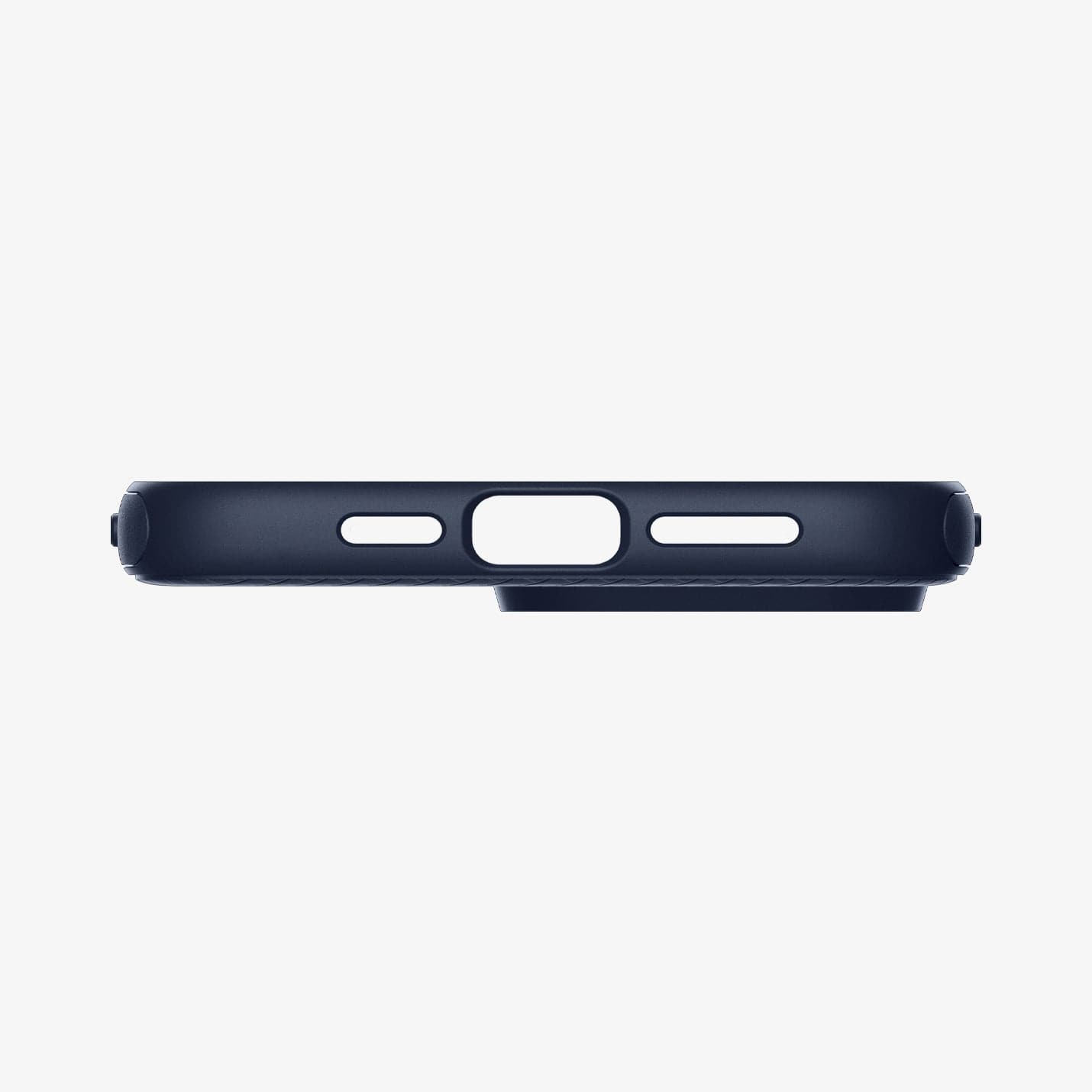 ACS04990 - iPhone 14 Pro Case Mag Armor (MagFit) in navy blue showing the bottom with precise cutouts