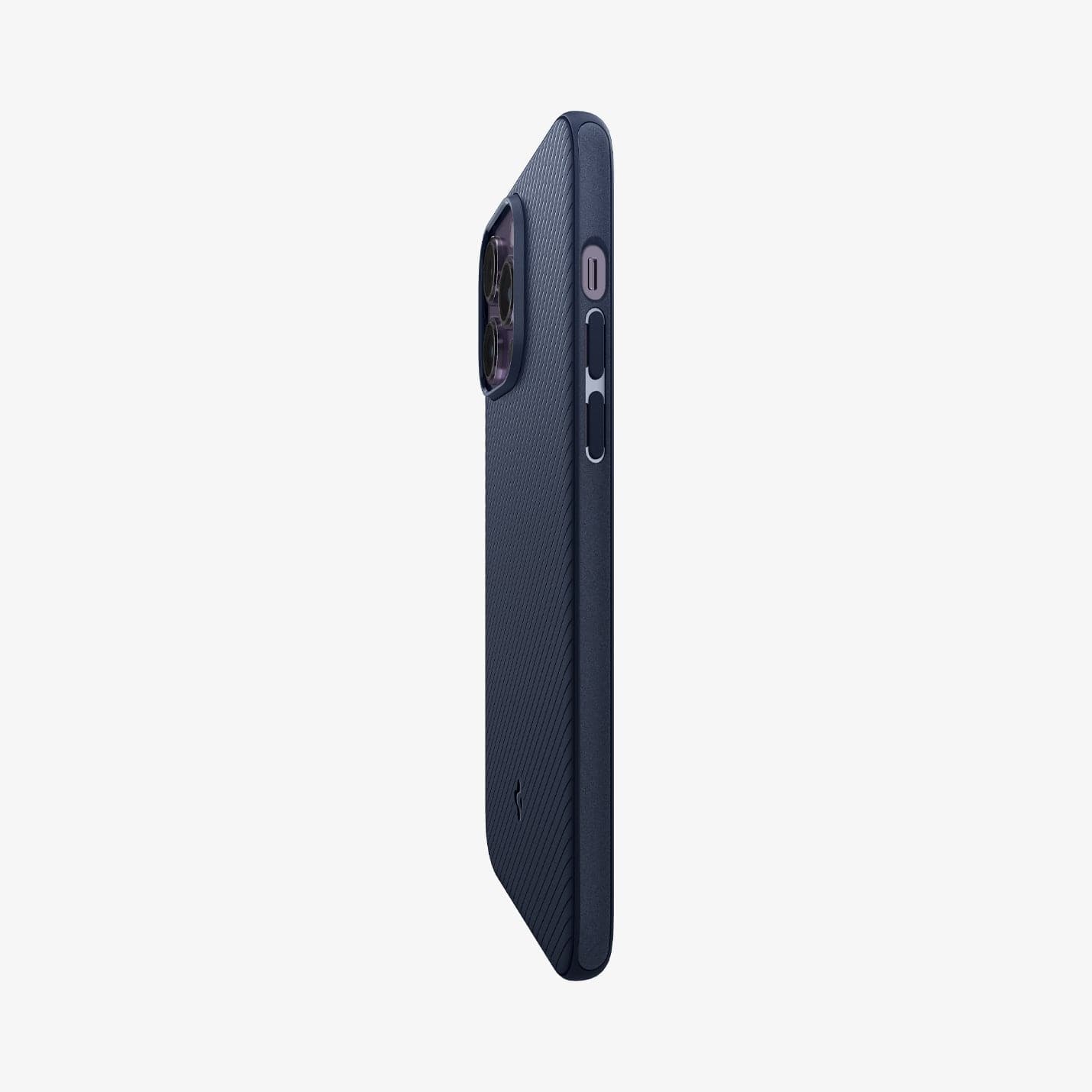 ACS04990 - iPhone 14 Pro Case Mag Armor (MagFit) in navy blue showing the side and partial back