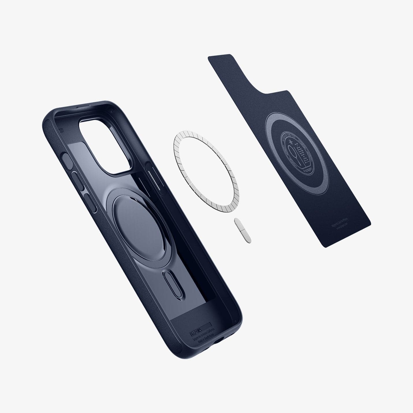ACS04990 - iPhone 14 Pro Case Mag Armor (MagFit) in navy blue showing the inside with magnetic layers