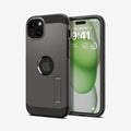 ACS06668 - iPhone 15 Plus Case Tough Armor (MagFit) in gunmetal showing the back and front