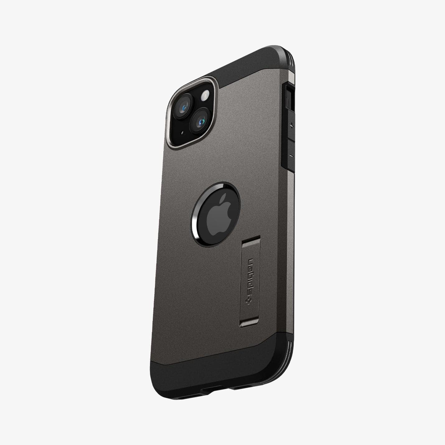 ACS06668 - iPhone 15 Plus Case Tough Armor (MagFit) in gunmetal showing the back and partial side