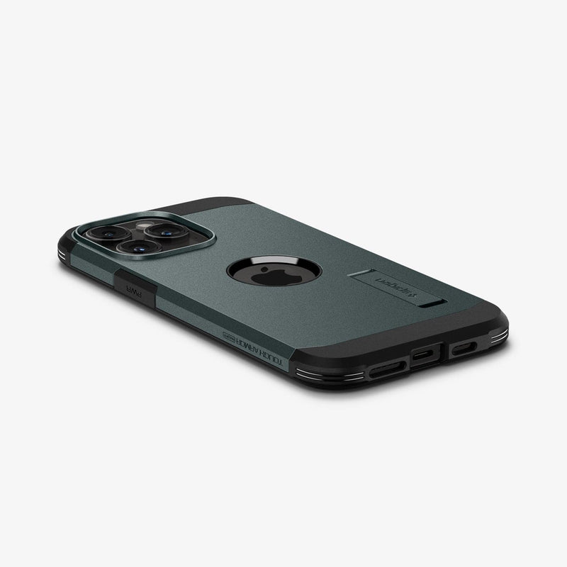  ACS06735 - iPhone 15 Pro Case Tough Armor (MagFit) in abyss green showing the back, side and bottom