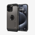ACS06732 - iPhone 15 Pro Case Tough Armor (MagFit) in gunmetal showing the back and front