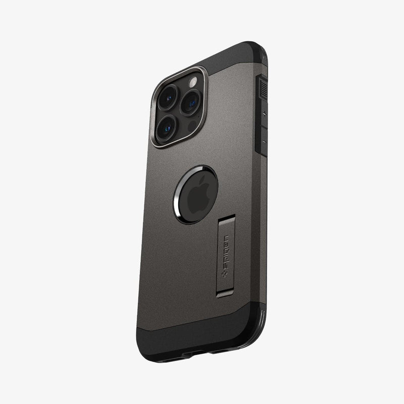 ACS06732 - iPhone 15 Pro Case Tough Armor (MagFit) in gunmetal showing the back and partial side