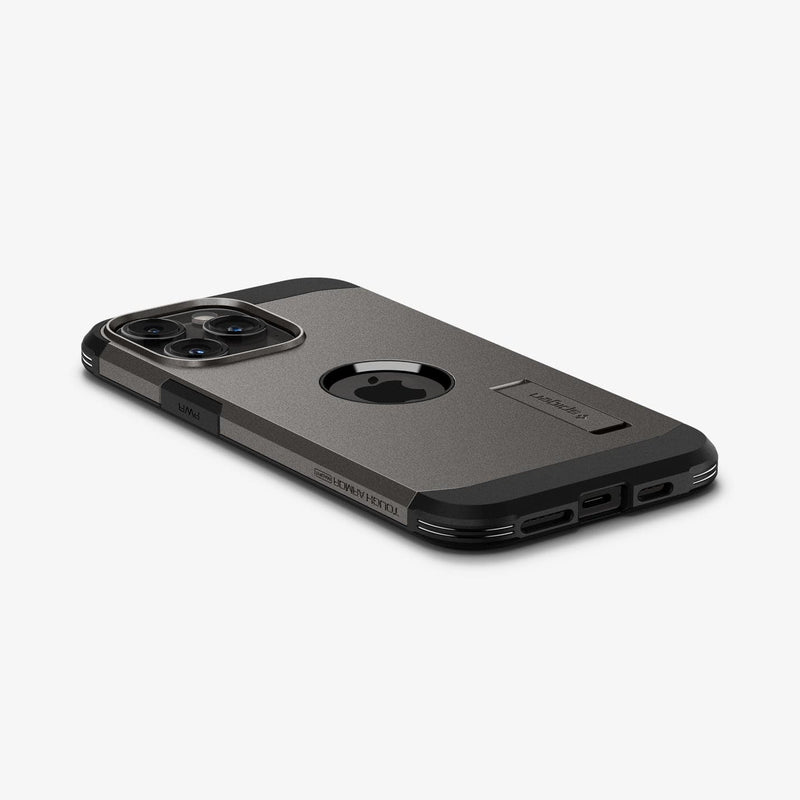 ACS06732 - iPhone 15 Pro Case Tough Armor (MagFit) in gunmetal showing the back, side and bottom