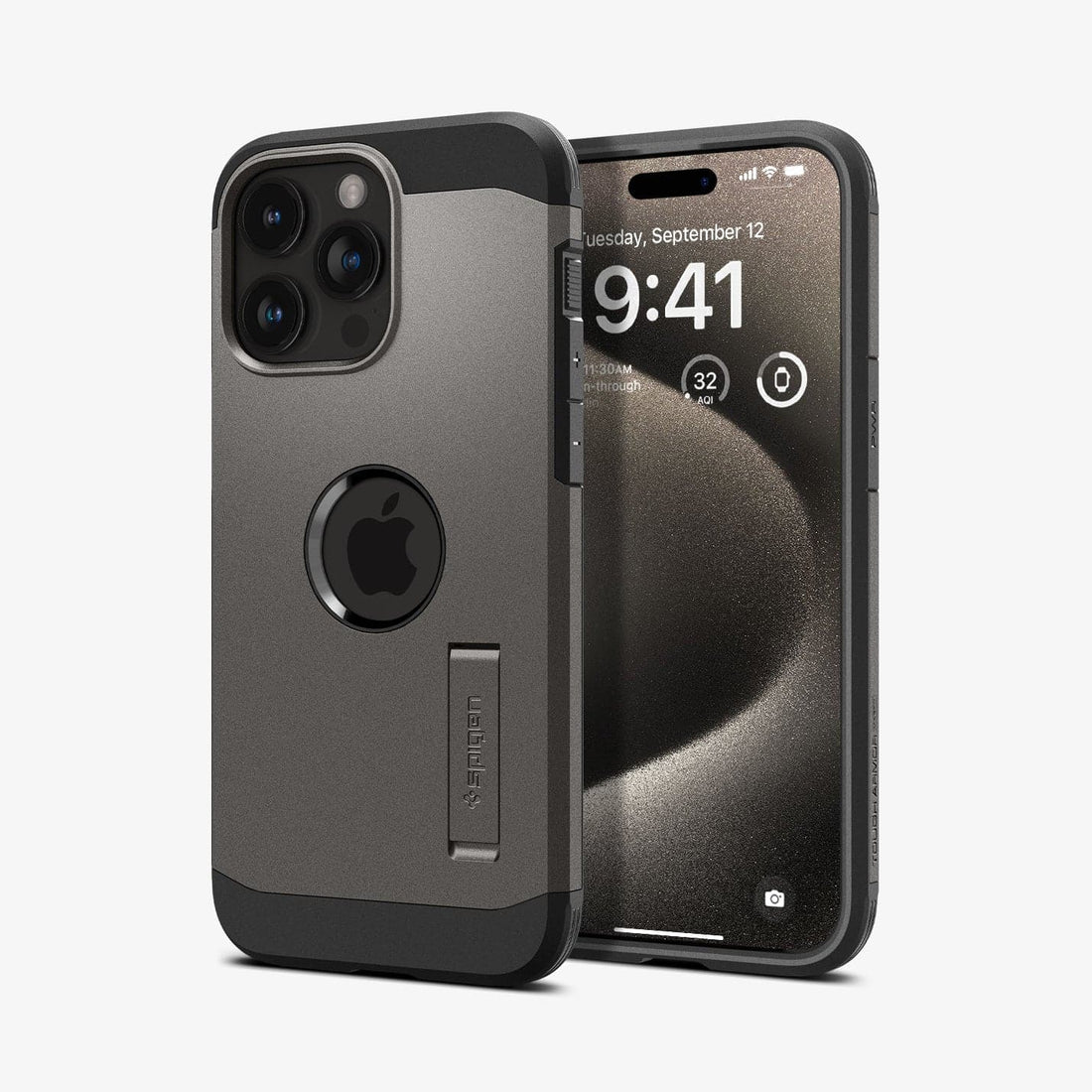 ACS06593 - iPhone 15 Pro Max Case Tough Armor (MagFit) in gunmetal showing the back