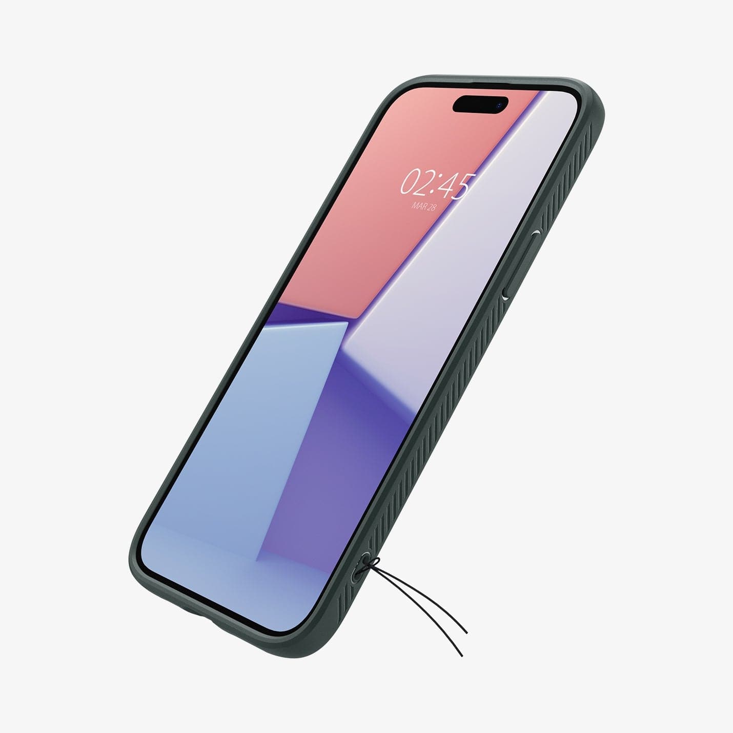 ACS06792 - iPhone 15 Case Liquid Air in abyss green showing the front and side